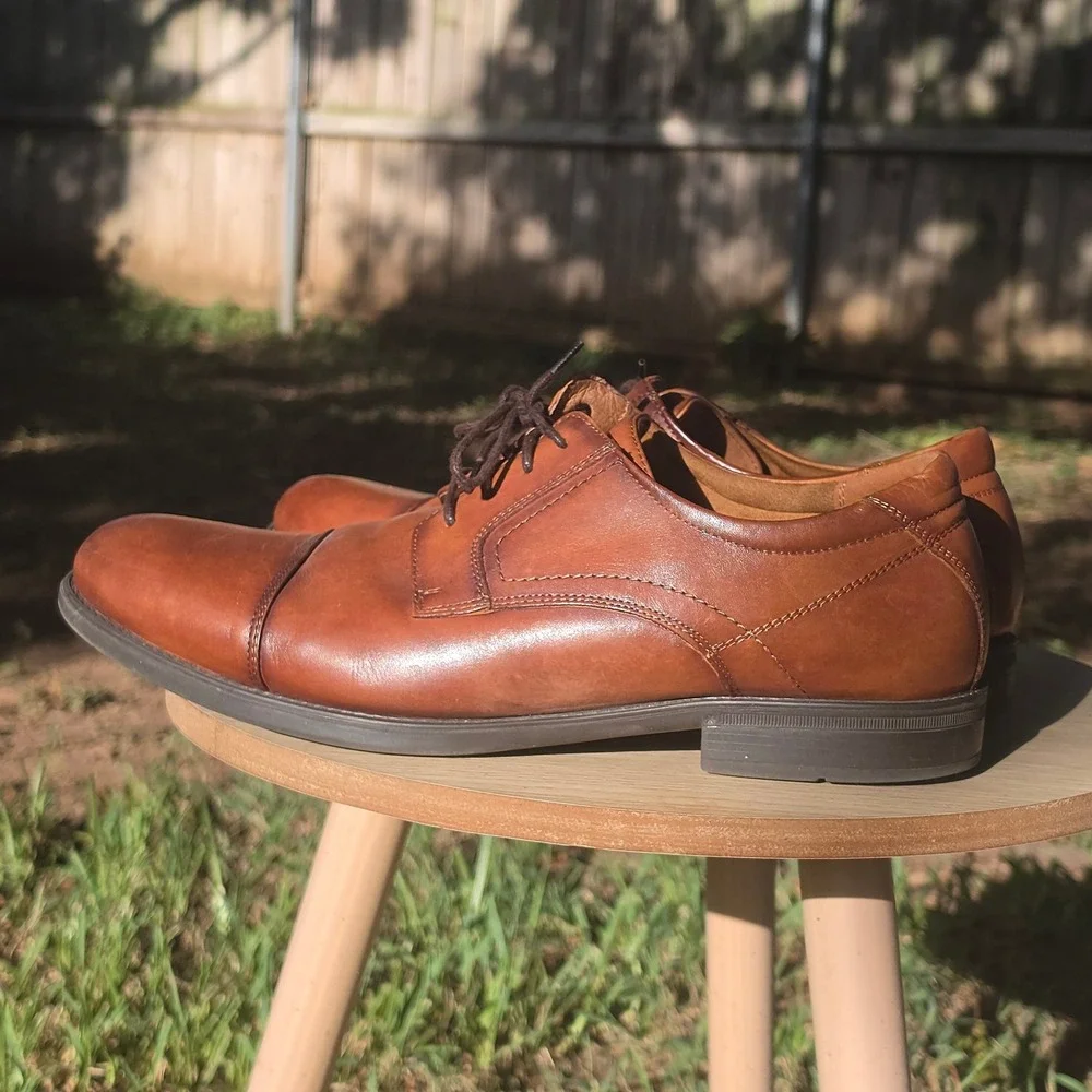 Florsheim Mens Cognac Brown Leather Cap Toe Oxford Comforttech Shoes sz 13EEE